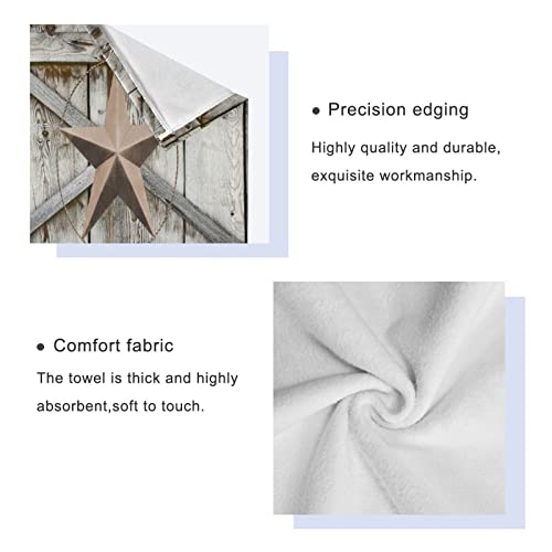 3 Piece Rustic Western Texas Star On Rustic Wooden Board Bath Towels Set Microfiber Absorbent Quick Dry Bathroom Towels (1 Bath Towel,1 Hand Towel,1 Washcloth) Decorative Luxury Towel For Spa Hotel #TOP3