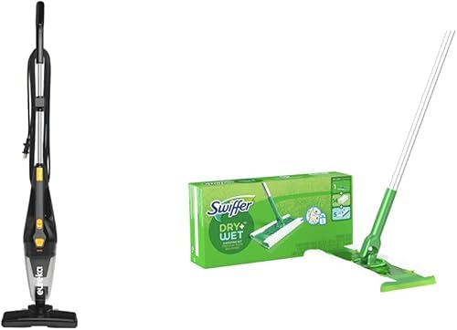 EUREKA Blaze - Aspiradora de palo potente succión 3 en 1 aspiradora de mano pequeña negro oscuro y barredora Swiffer 2 en 1 para limpieza de suelos