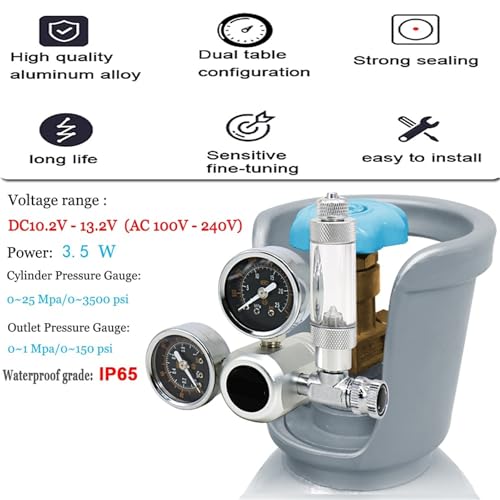 Régulateur CO2 aquarium avec solénoïde 12V et compte-bulles W21.8