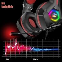 Ozeino Wired Gaming Headset für Ps4 Ps5 PC Kopfhörer mit RGB Licht und Stereo Surround, Kopfhörer mit Mikrofon für Xbox Switch Xbox One, Rosa – Ansicht 3