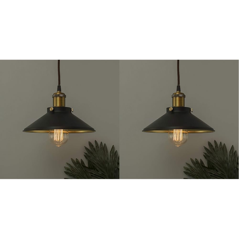 Homesake® Single Black Cone Pendant with Antique Holder, E27, Modern Nordic Hanging Ceiling Light (Black Gold) (Pack of 2) (B0D7Z9MMHW) Amazon Price History, Amazon Price Tracker