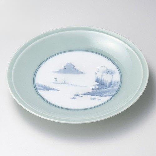 平戸聖山作 八角銘々皿5枚 山水 富士絵 縁起物 新生活 お祝い