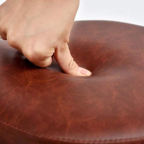 Repose-pieds en cuir ottoman tabouret bas rond brun pour canapé et table basse