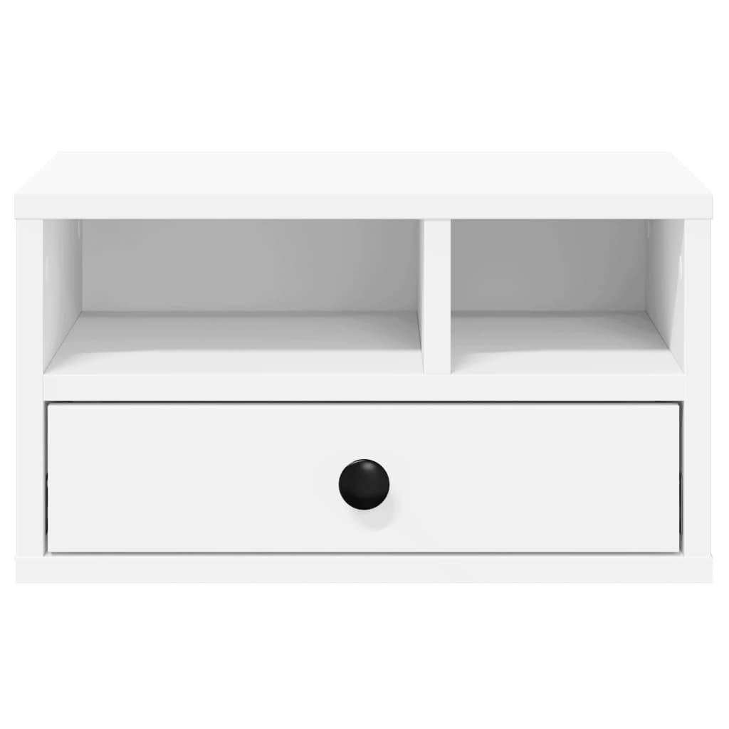 Druckerständer Weiß 40x32x22,5 cm Holzwerkstoff Beistelltisch für Büro Wohnzimmer Schlafzimmer