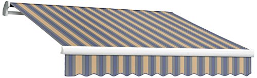 Awntech 16-Feet Maui-Lx Manual Retractable Acrylic Awning, 120-Inch Projection, Dusty Blue/Tan Multi Colored #TOP21