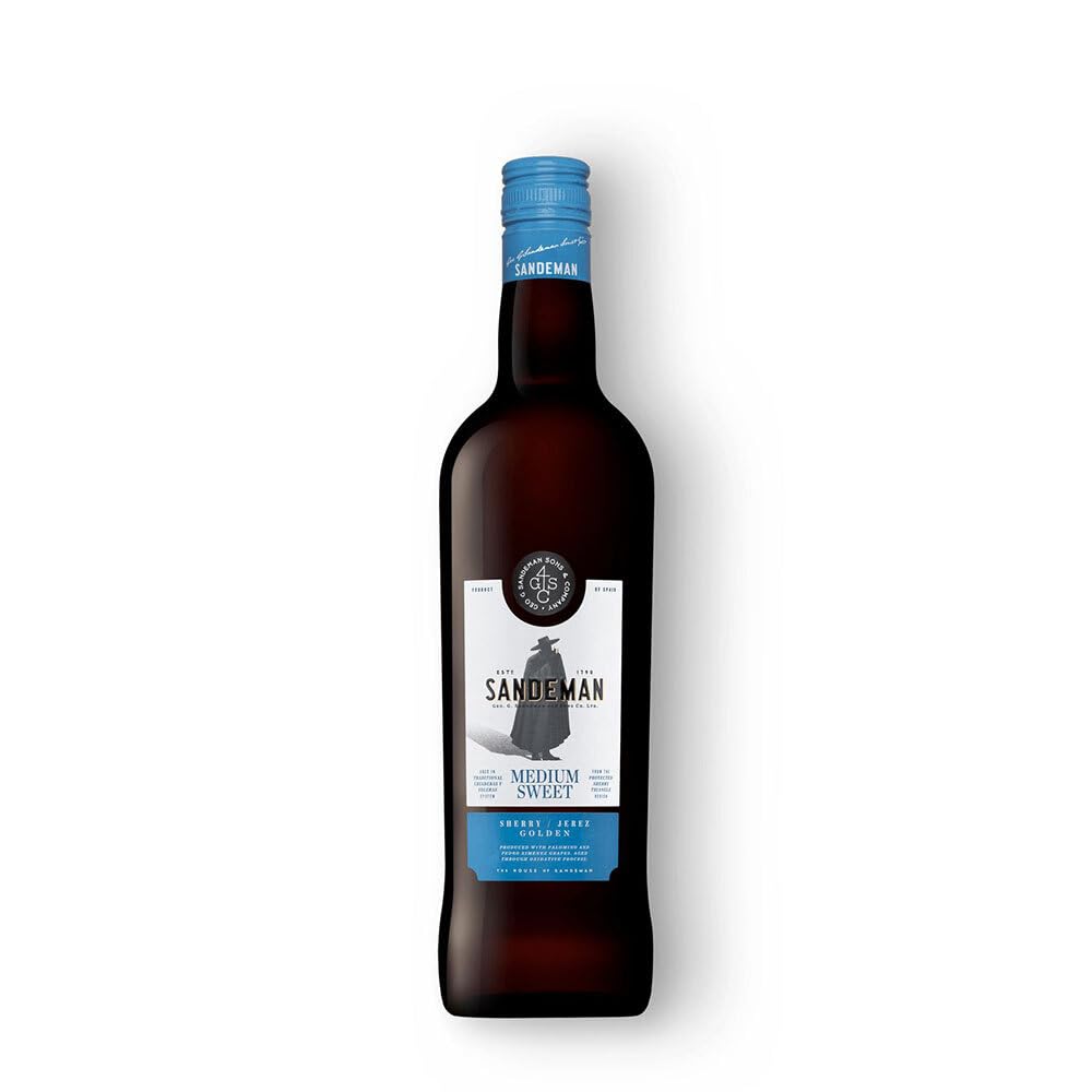 Sandeman Medium Sweet, Sherry sortenreines Weinpaket + VINOX Winecards (6x0,75l)