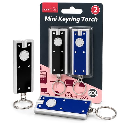 SOL 2pk Mini Keyring Torch - LED Light Up Keyring - Small Torch Key Ring Light with Bright Beam - 2pk x 6cm