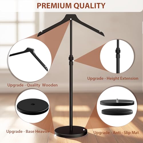 Abiglifty Shirt Display Stand, 20-34 Inch Height Adjustable Mannequin Torso for Vendors Shop, Clothing Display Stand for Clothing Dress Garment Coat Retail (Black) - Thumbnail 7