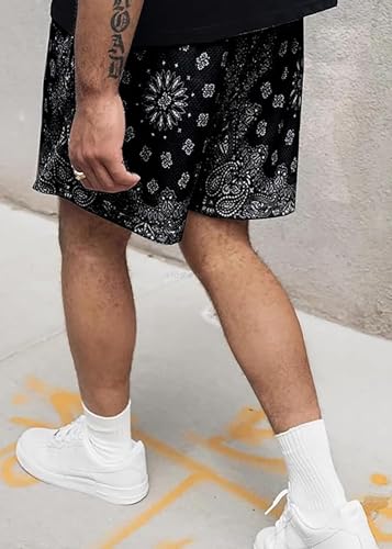 MECH-ENG Men's Paisley Shorts Graphic Print Casual Bandana Retro Lightweight Running Boxing Mesh Boho Shorts3