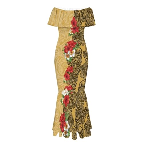 Image of Polynesian for Women S-7XL Off Shoulder Maxi Dress Hawaiian Summer Dresses