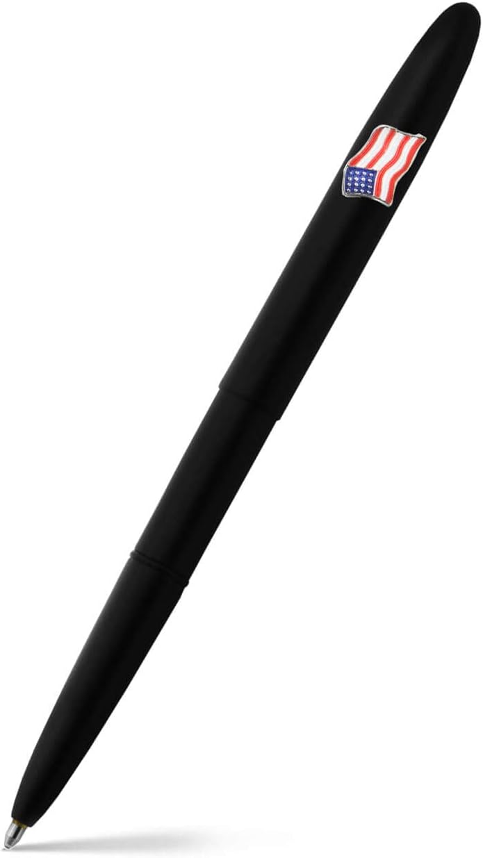 Fisher Space Pen,Bullet Space Pen with American Flag Emblem, Matte Black (600BAF)