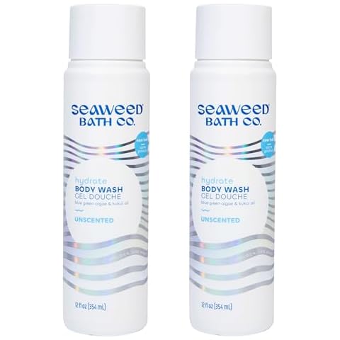 Seaweed Bath Co. Hydrate Body Wash, Unscented, 12 Ounce (Pack of 2), Fragrance Free Shower Gel for Men & Women, Vegan, Paraben Free, Sulfate Free, Cruelty Free Cover