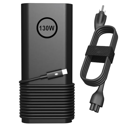 130W USB Type C Laptop Charger Compatible with Dell XPS 15 17 9500 9510 9520 9530 9700 9710 9720 2in1 Precision 5550 5560 5530 5570 5470 5480 5760 Latitude 5431 5531 AC Adapter Computer Power Cord
