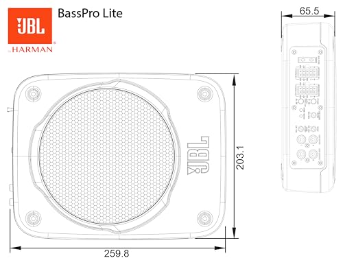 JBL BassPro Lite - Ultrakompakter 7' Aktiv Untersitz Subwoofer für Auto mit integriertem...