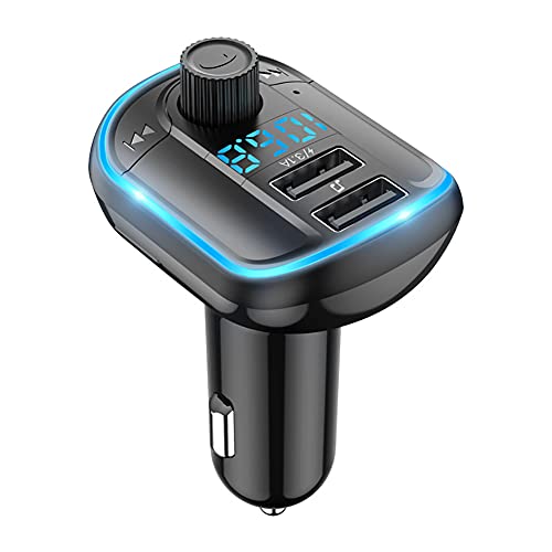 Bluetooth FM Transmitter, Wireless Radio Adapter Hands-Free Car Kit with Smart 3.1A Dual USB Ports LED Backlit, Hands-Free Calling Support U Disk/TF Card