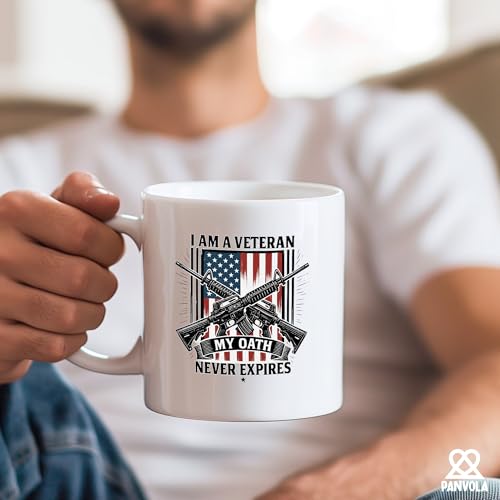 Taza de cerámica para veteranos 11 oz blanca miniatura 6