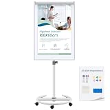 MAKELLO Flipchart Ständer 100x65cm Whiteboard mit Rollen...