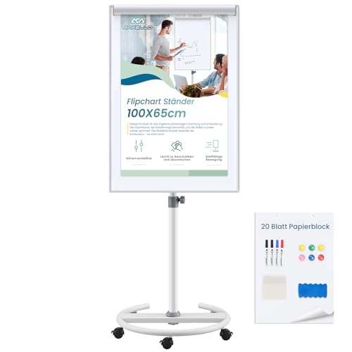 MAKELLO Flipchart,Whiteboard Mobil mit Rollen,Flipcharts für Büro mit Rollen
