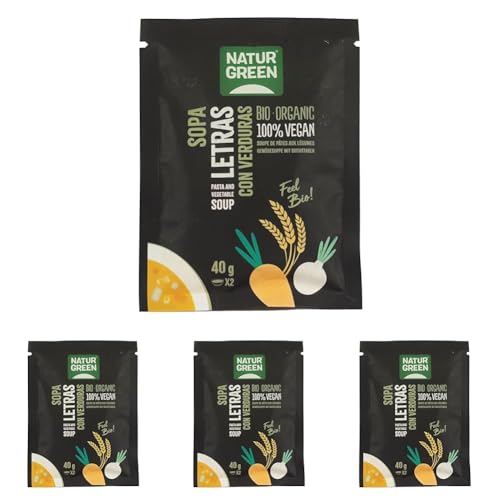 NaturGreen Sopa Letras con Verduras Bio 40g (Paquete de 4)