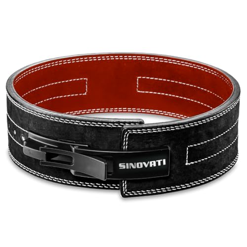 SINOVATI Professionele powerlifting-gewichthefriem van nubuckleer met gesp, voor fitness, powerlifting, krachttraining, bodybuilding