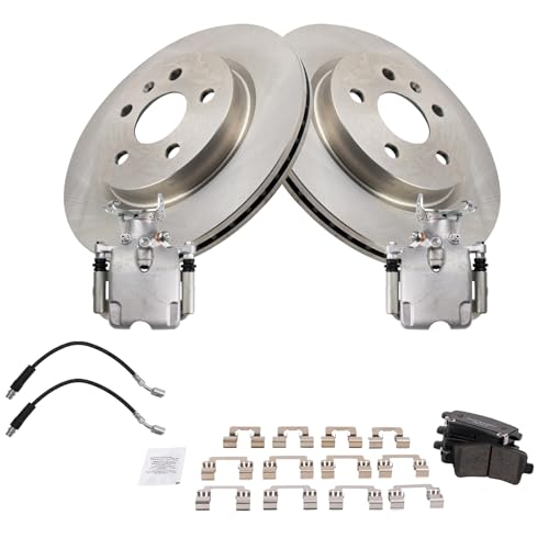 Image of TRQ Rear Brake Pad and Rotor Set Ceramic Vented Rotors Calipers Compatible with 2010-2012 Buick LaCrosse
