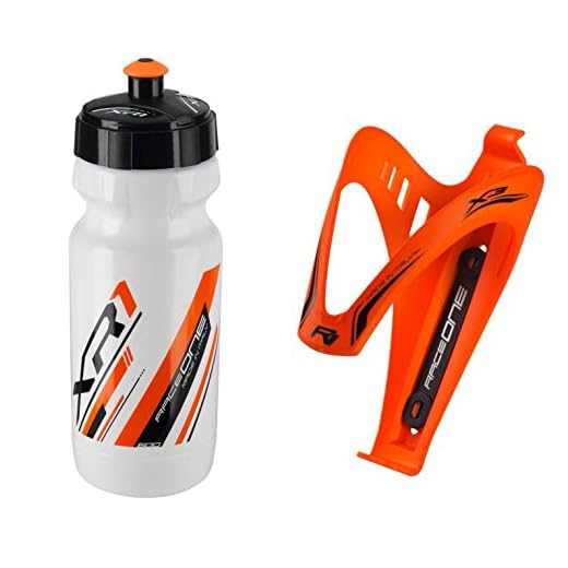 Raceone.it - KIT Race Duo X3 Rubberized (2 PCS): Porta Bidon X3 + Bidon de ciclismo XR1 Bici Carrera de Ruta / Bicicleta de Montaña MTB / Gravel Bike. Color: Naranja / Blanco 100% MADE IN ITALY