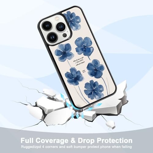Coque iPhone 13 Pro antichoc avec motif floral chrétien esthétique en TPU