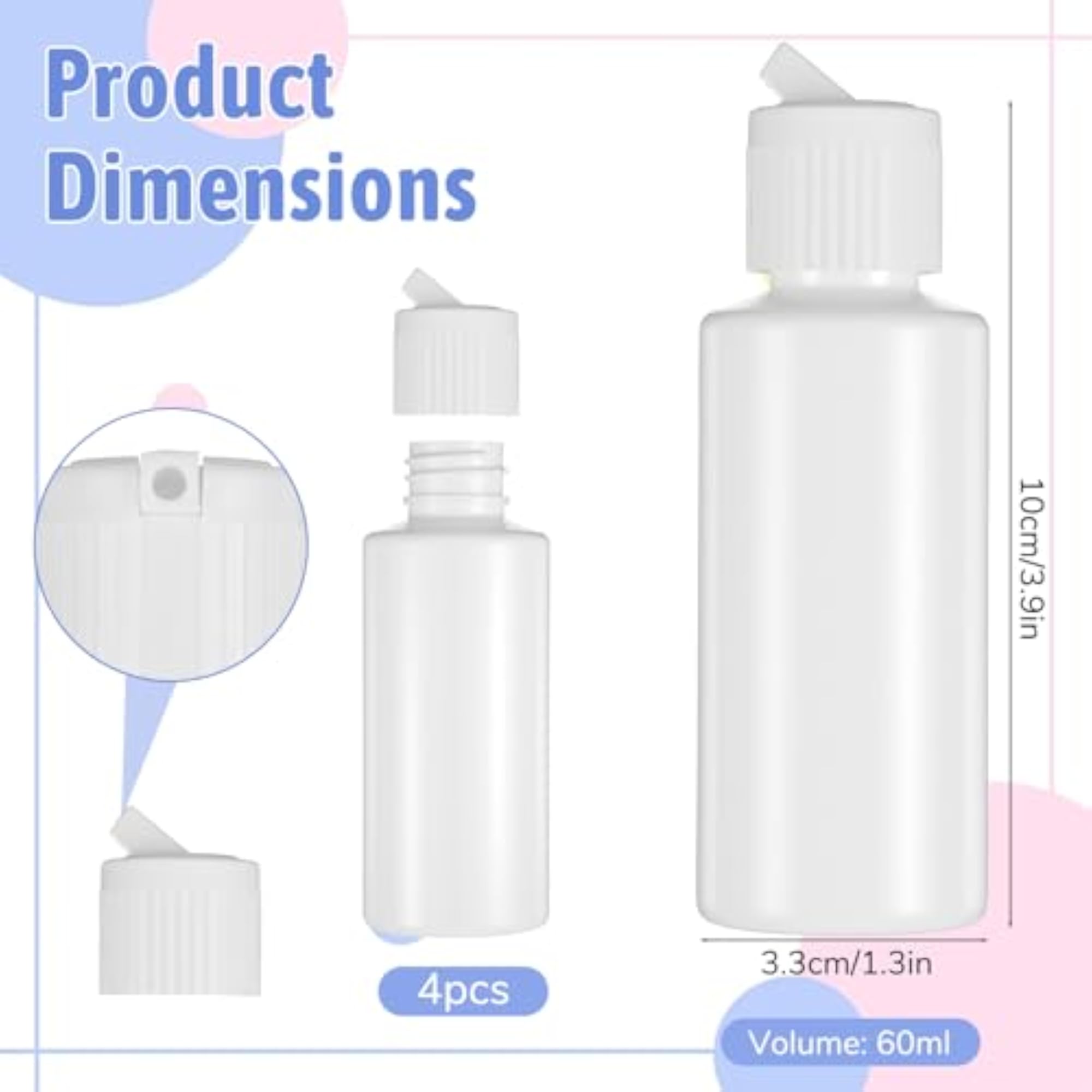 4 PCS Flip Top Bottles for Liquids, Travel Size