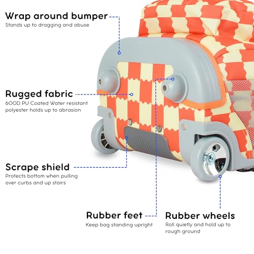 Image of J World Sundance Laptop Rolling Backpack for Girls Boys. Roller Bookbag with Wheels, 20 Inch, Wiggle Coral