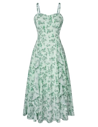Belle Poque Summer Green Floral Dresses for Women 2025...