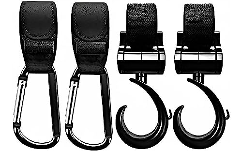 Kadrana Baby Stroller Hooks for Hanging Diaper Bags Mommy Bag and Convenient Stroller Accessories Organizer Hook Clips - Strollers Pushchair Buggy Pack of 4