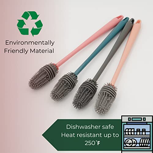 Silicone Bottle Cleaning Brush With Extra Long Handle For Flasks, Tumbler, Glassware, Sports Bottles, Baby Bottles, Vases, Narrow Neck (Ag101_Green) #TOP1
