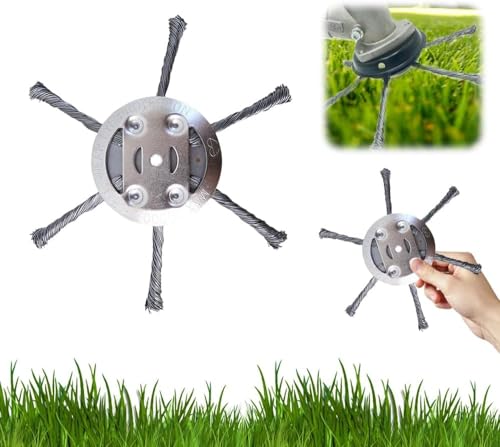 Steel Wire Grass Trimmer Head 6 Inch Universal Steel Wire Trimmer Head for Weed Eater Compatible with Most Lawn Mower Tool-Free Installation (6 Blade)