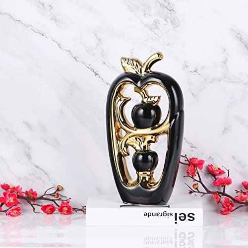 Modern Aesthetic Ceramic Statue And Sculpture, Abstract Art Ceramic Statues, Black Modern Home Decor Ceramic Apple Figurines Home Decor Accents For Room Office Desktop Bookshelf Decorative Object (H) #TOP4