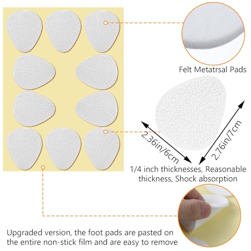 Image of Ptwola 20 Pcs Metatrsal Pads Pain Relief Felt Foot Pads Adhesive Forefoot Pads Ball of Foot Cushions 1 /4 Inch Thick Heel Inserts for One Size Men Women Sole Support Feet Metatarsalgia Neuroma