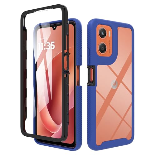 ESHUYI Funda para Motorola Moto G06/Moto G06 Power [Protección Completa Anti caída de 360°] Carcasa Transparente de Grado Militar con Protector de Pantalla Incorporada, Azul Oscuro