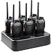 Retevis RT27 2 Way Radio Long Range Rechargeable Hands Free 22 Channel FRS UHF Two-Way Radios(6 Pack) with Six Way Multi Gang Charger