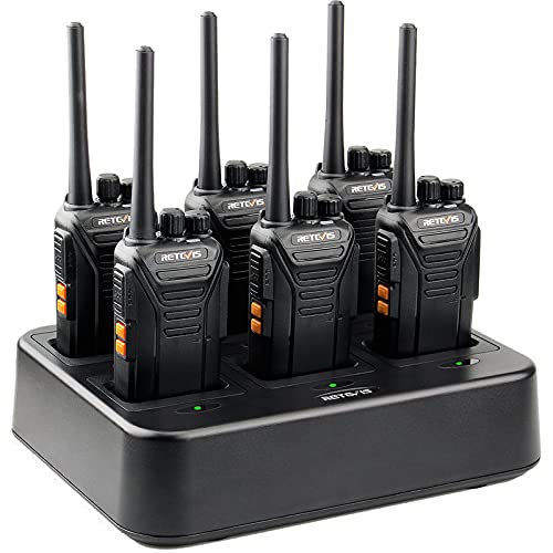 Retevis RT27 Walkie Talkies for Adults, Heavy Duty Two Way Radios, VOX Hands Free, Local Alarm, Rugged 2 Way Radio (6 Pack) with Six-Way Charger, for School Construction Site Manufacturing Restaurant