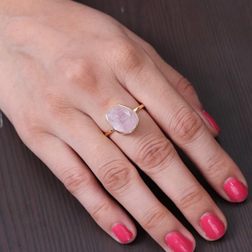 Bague en argent sterling avec morganite brute véritable faite main