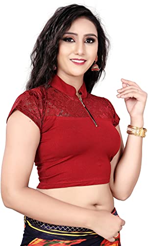 Image of Women's Cotton Short Sleeve Classic Blouse (SC-111-MAROON- Maroon 34)