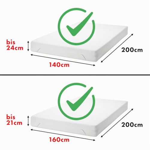 Jacobson Premium Spannbettlaken 200 g/m² Jersey Baumwolle mit Elasthan (140x200-160x200 cm, Weiß) – Ansicht 3