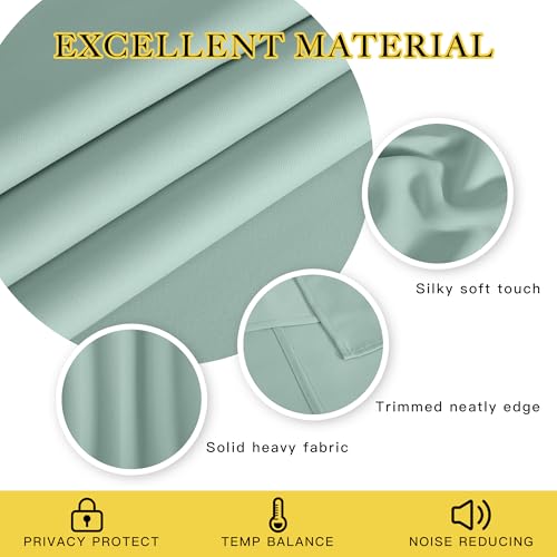 NICETOWN Window Treatment Sliding Door Curtain - Thermal Insulated Width Solid Blackout Patio Glass Door Drape, Extra Wide Draperies (Seafoam Green, 100 inches Wide x 84 inches Long)