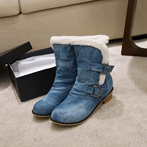 Women's Square Toe Denim Ankle Boots Embroidered Flower Zipper Block Low Heel Dressy Short Booties4