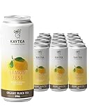 KAYTEA Cold Brew Lemon Zest Iced Tea Cans, 330ml x 12 - Organic Lemon Ice Tea Infusion Low Calorie Flavoured Ice Drink, Made in the UK