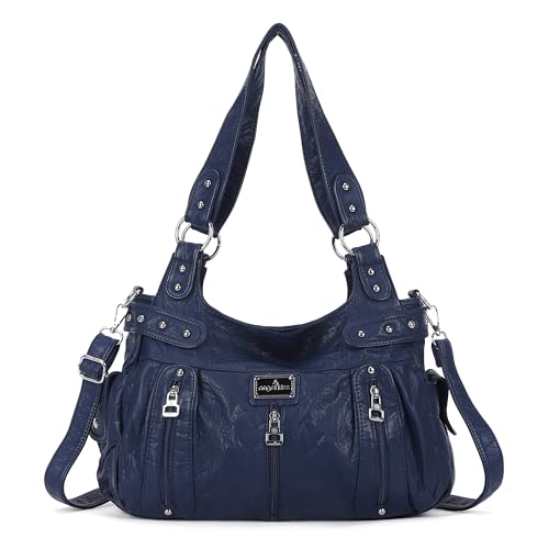 Image of Angel Kiss Large Purses and Handbags for Women Washed Faux Leather Crossbody Hobo Satchel Shoulder Handbag Tote Purse
