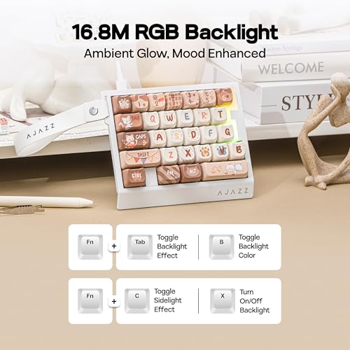 Image of MechLands AJAZZ AK029 One Handed Gaming Keyboard, 8Khz Polling, 29 Keys Rapid Fast Wired Keyboard, SOCD & DKS, Magnetic Switch, Adjustable Actuation, RGB Backlits, Aluminum Plate (White Brown)