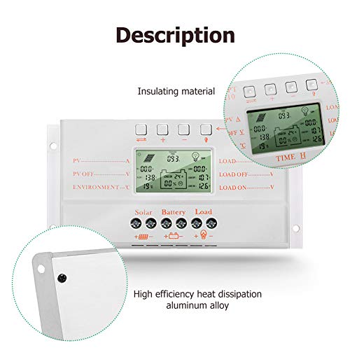 SolaMr 30A Solarladeregler 12V/24V Automatische Erkennung der Spannung Solarpanel-Intelligenzregler mit LCD Display und USB-Anschluss - M30