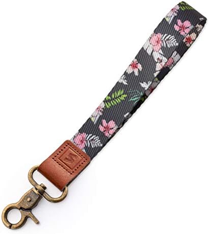 SENLLY Fashion Floral Hand Wrist Lanyard Premium Quality Wristlet Strap with Metal Clasp and Genuine Leather, for Key Chain, Cell Mobile Phone, Camera, Charms, Lightweight Items etc