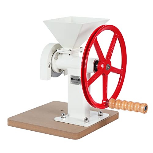 Mosakar Hand Crank Grain Mill - White, Hand Operate Food Grinder For Dry And Oily Grains, Manual Kitchen Flour Mill, Wheat Corn Coffee Spice Grinder thumb #1