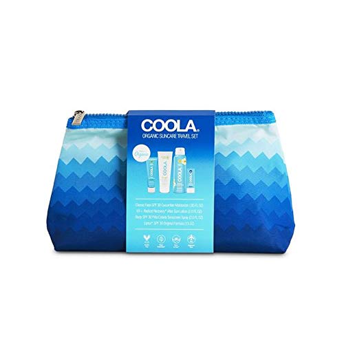 COOLA 4 Piece Sun Protection Kit, Cucumber Face Sunscreen, Piña Colada Sunscreen Spray, After Sun Lotion & Liplux Lip Balm